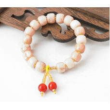 Браслет зі скла під флюорит 18 бусин Світло рожевий