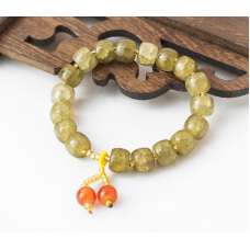 Браслет зі скла під флюорит 18 намистин Трав“яний