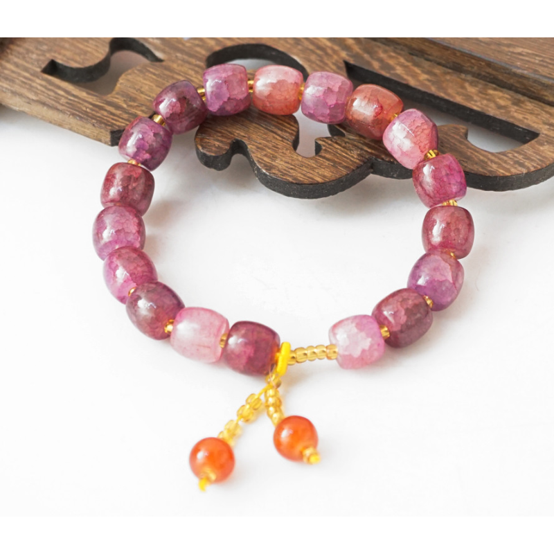 Браслет зі скла під флюорит 18 бусин Бузковий Браслет зі скла під флюорит 18 бусин Бузковий