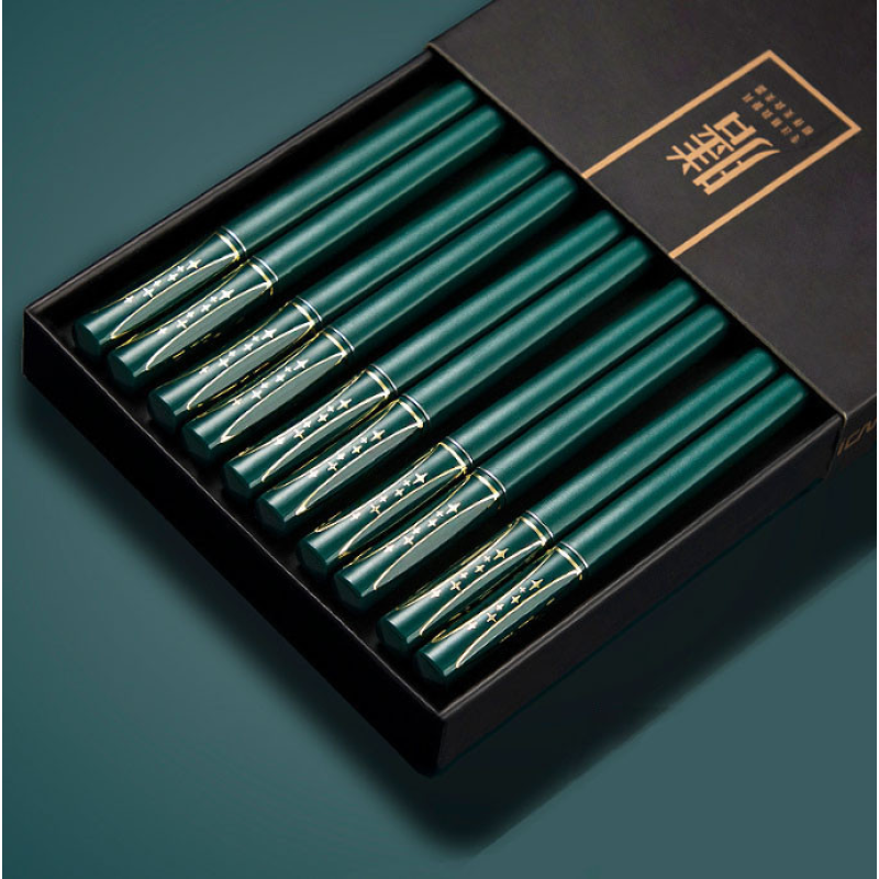 Палички для їжі U.SEMO набір 10 пар Зелені зірки Пластик