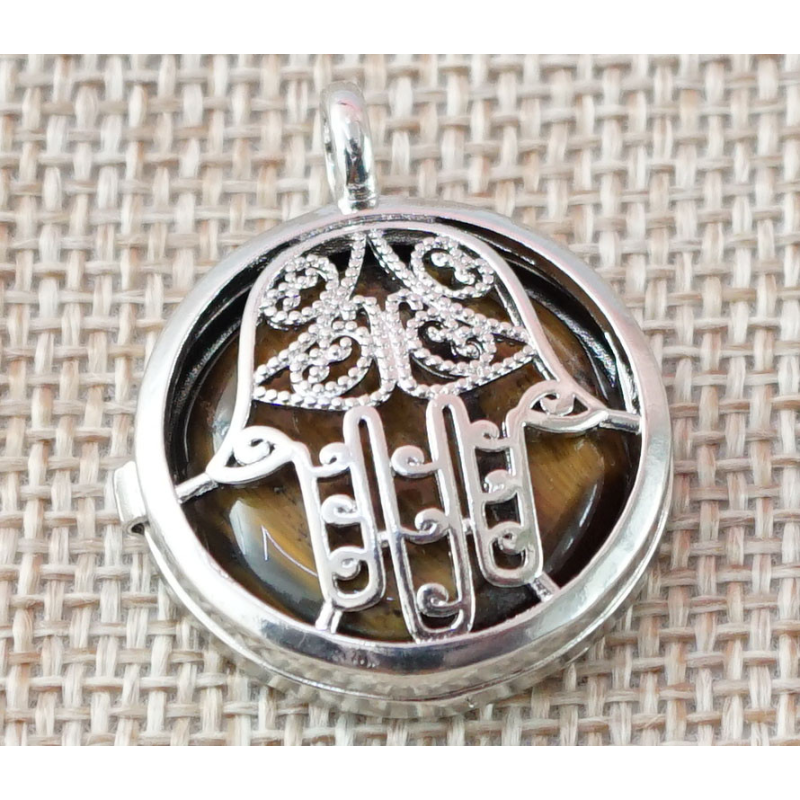 Кулон що відкривається Хамса, вставка Тигрове око Кулон що відкривається Хамса, вставка Тигрове око