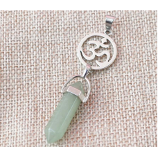 Кулон ОМ у колі вставка Зелений авантюрин