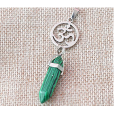 Кулон ОМ в колі вставка Малахіт полімерний