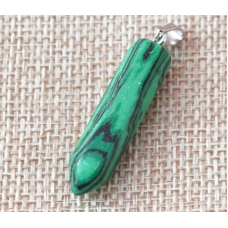 Кулон кам“яний шестикутний Малахіт полімерний