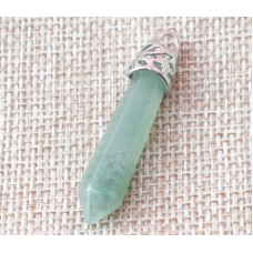 Кулон шестигранний в оправі Зелений авантюрин