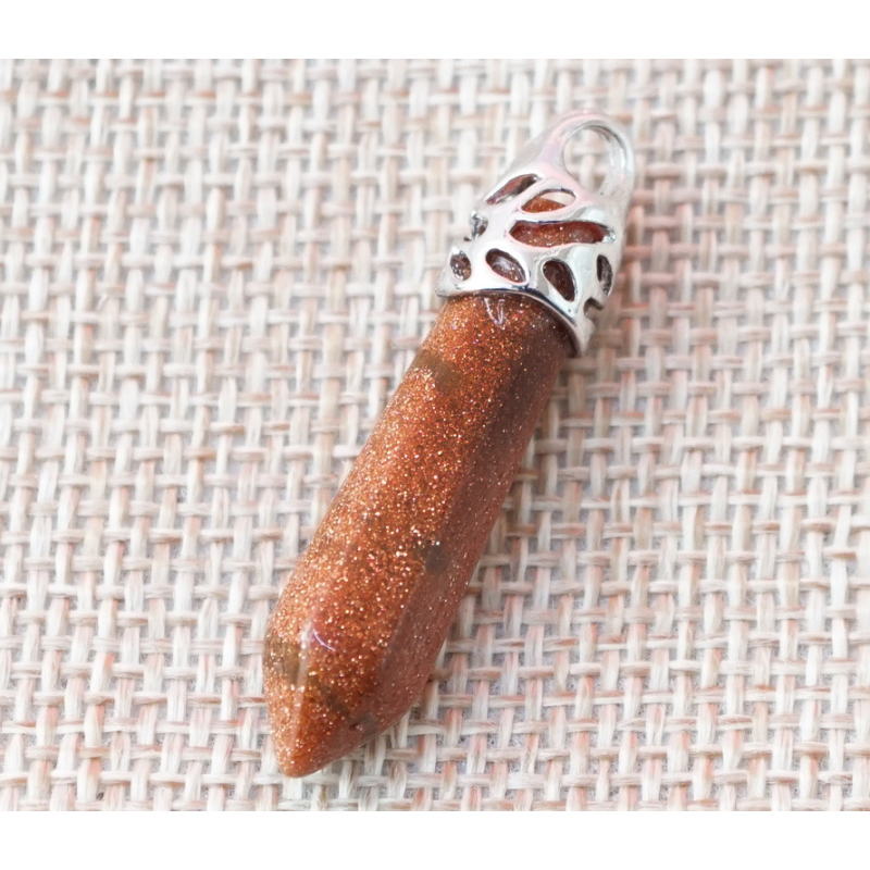 Кулон шестигранний в оправі Червоний авантюрин