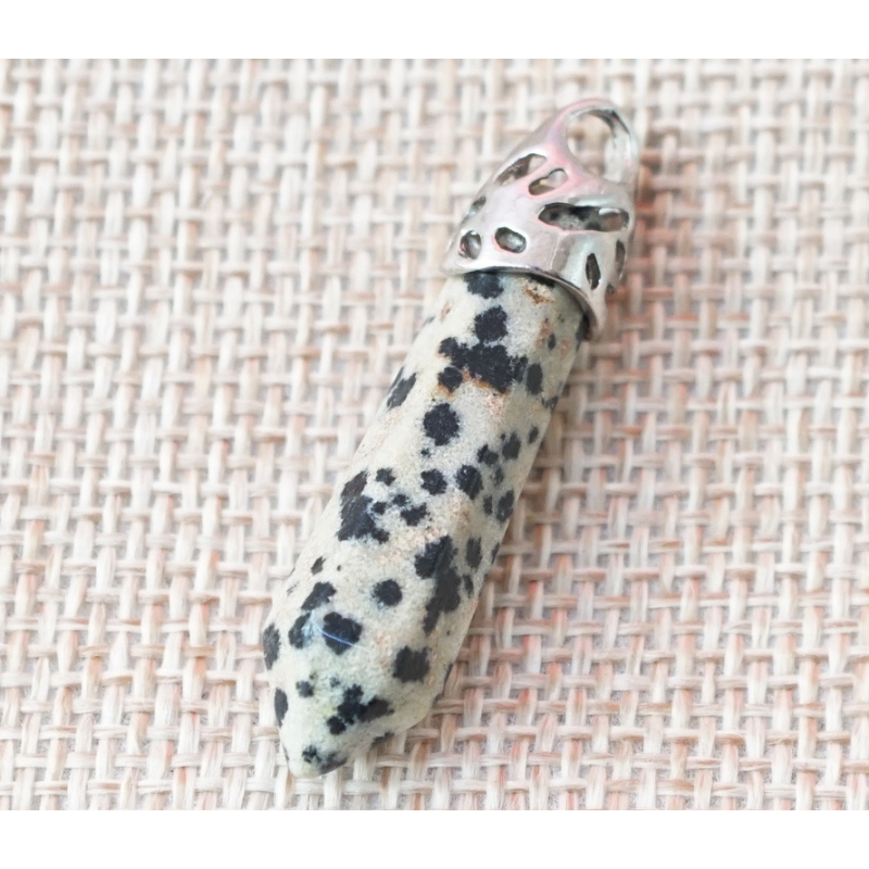 Кулон шестигранний в оправі Яшма далматин