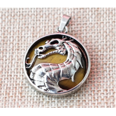 Кулон Дракон вставка Тигреве око