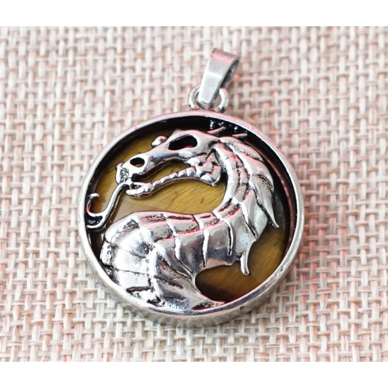 Кулон Дракон вставка Тигреве око Кулон Дракон вставка Тигреве око