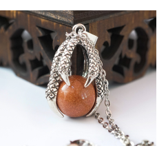 Кулон з ланцюжком Кігті вставка Червоний авантюрин