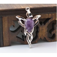 Кулон Кадуцей вставка Аметист