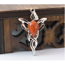 Кулон Кадуцей вставка Червона яшма