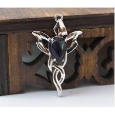 Кулон Кадуцей вставка Синій авантюрин