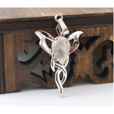 Кулон Кадуцей вставка Рожевий кварц