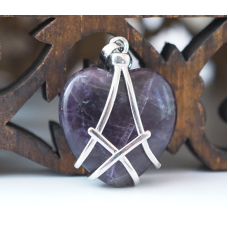 Кулон Серце в сітці вставка Аметист