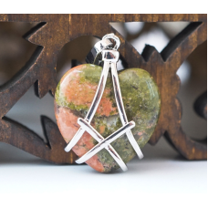 Кулон Серце в сітці вставка Унакіт