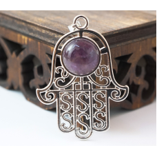 Кулон Хамса вставка Аметист