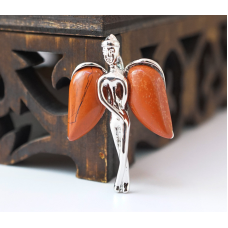 Кулон Ангел з кам“яними крилами вставка Червона яшма