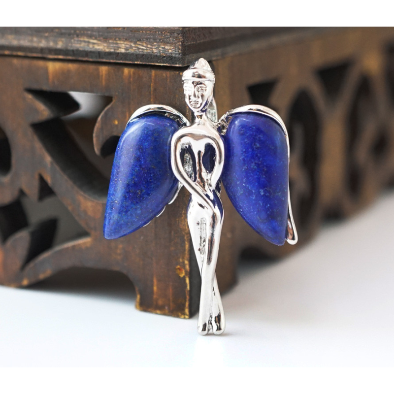 Кулон Ангел з кам“яними крилами вставка Лазуріт