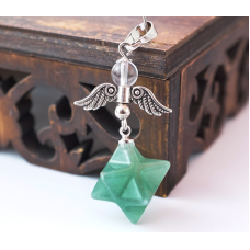 Кулон Кадуцей з меркабою Зелений авантюрин