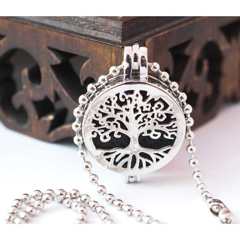 Кулон коробочка Дерево Життя вставка Лавовий камінь Кулон коробочка Дерево Життя вставка Лавовий камінь