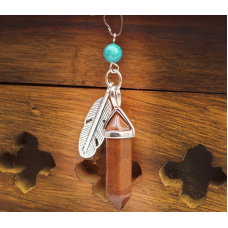 Кулон Перо вставка Коричневий обсидіан