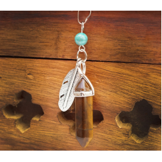 Кулон Перо вставка Тигрове око