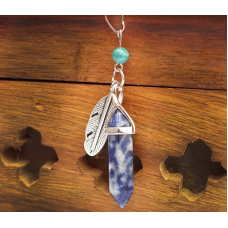 Кулон Перо вставка Содалит