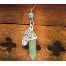 Кулон Перо вставка Зелений авантюрин