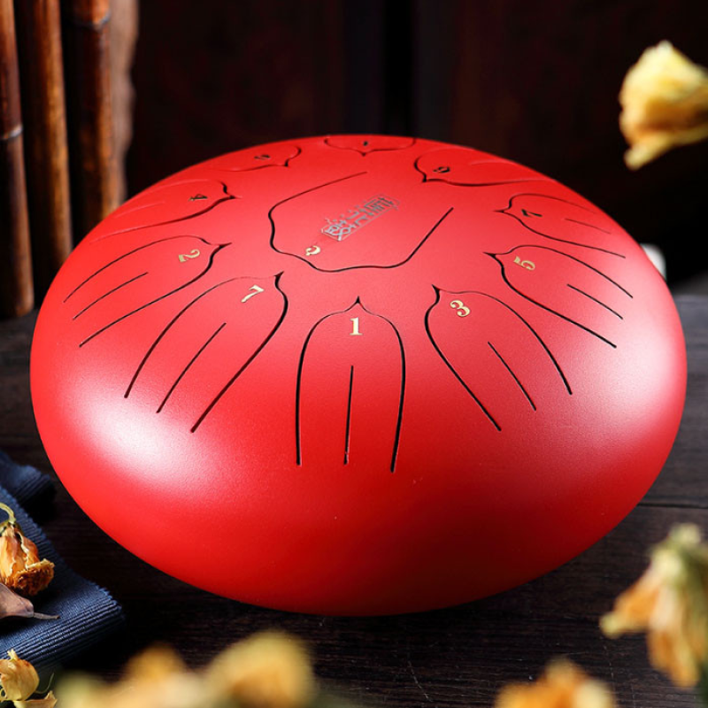 Глюкофон Happy Drum 11 нот Червоний Карбонова сталь