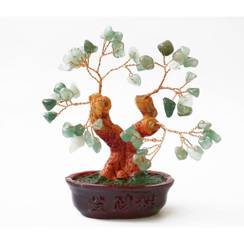 Дерево Щастя з камінням Зелений авантюрин