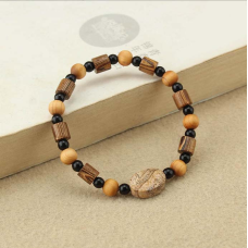 Браслет дерев“яні намистини + Пісочна яшма