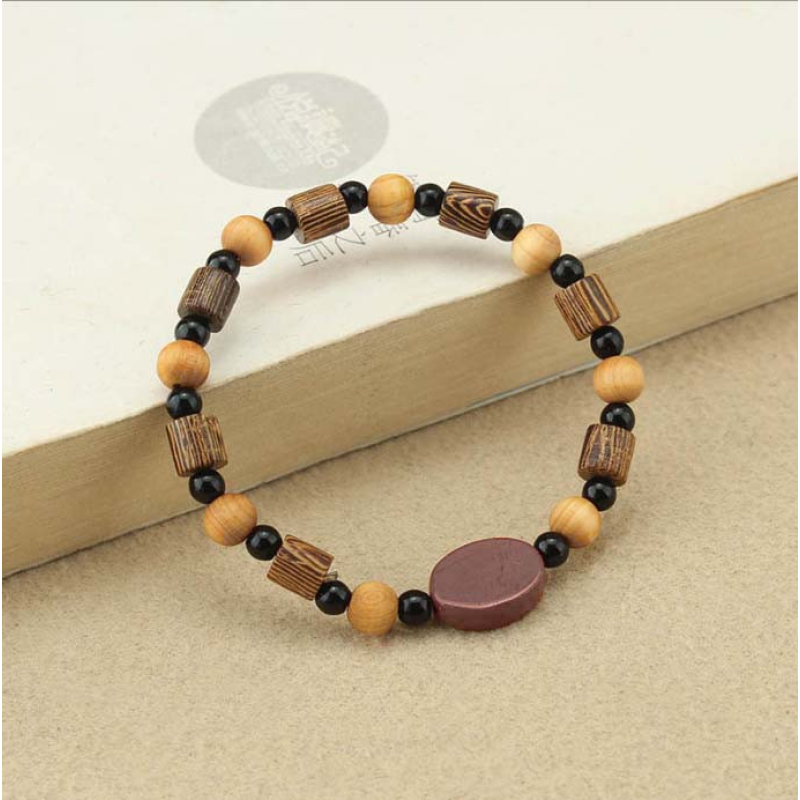 Браслет дерев“яні намистини + Червона яшма