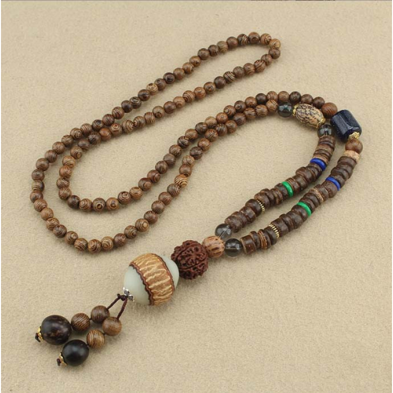 Кольє з дерев“яними бусинами Різьблений Бодхи