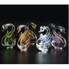 Набір шість лебедів кольорове скло