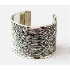 Браслет Скоба Смужка Білий метал