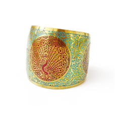 Браслет Скоба кольоровий Павич вигнутий Блакитний