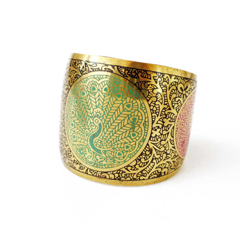 Браслет Скоба кольоровий Павич вигнутий Чорний Браслет Скоба кольоровий Павич вигнутий Чорний