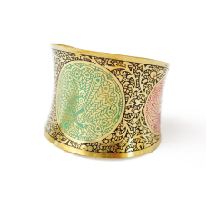 Браслет Скоба кольоровий Павич увігнутий Чорний