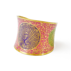 Браслет Скоба кольоровий Павич увігнутий Рожевий