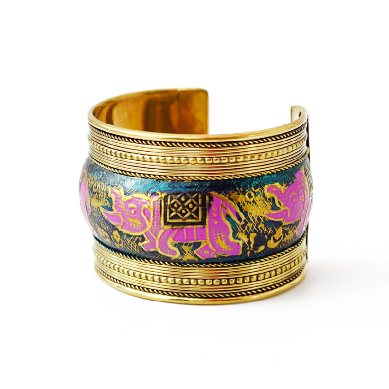 Браслет Скоба латунний Рожевий слоник