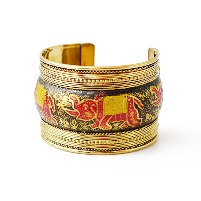 Браслет Скоба латуній Червоний слоник