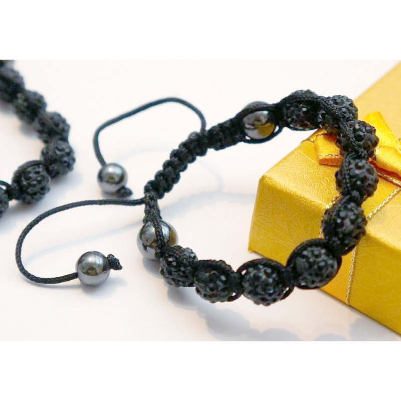 Браслет Шамбала Чорна перліна V600