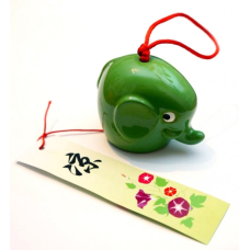 Слоник - керамічний дзвіночок Фурін ЗЕЛЕНИЙ