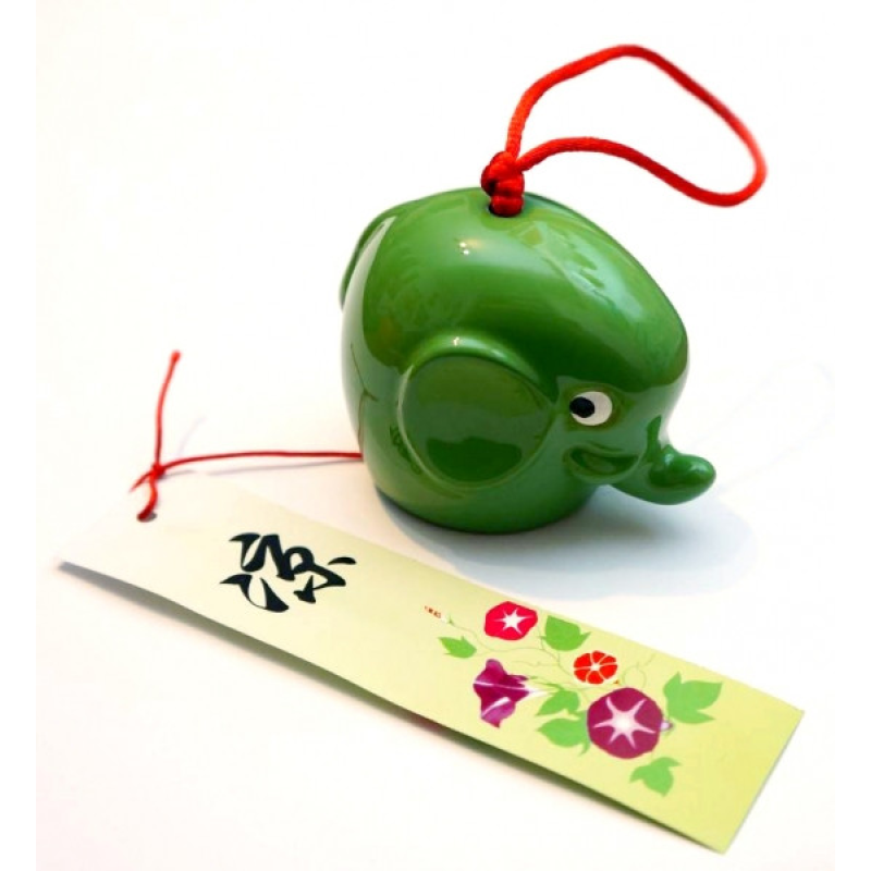 Слоник - керамічний дзвіночок Фурін ЗЕЛЕНИЙ