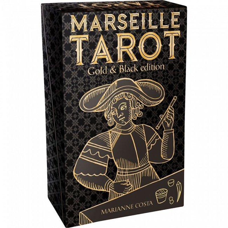 Карти Марсельського Таро у золотому та чорному виконанні - Marseille Tarot Gold & Black edition. Lo Scarabeo