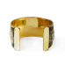 Браслет Скоба дутий квітковий візерунок жовтий метал