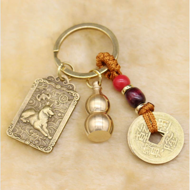 Брелок Фен Шуй Собака з Улоу + 5 монет