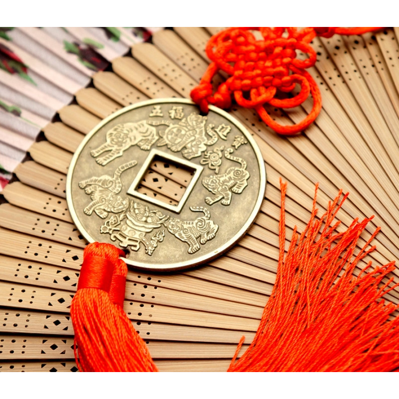 Монета з подвійною пензлем П“ять тигрів щастя №1