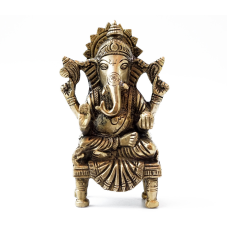 Статуя бронзова Ганеш на троні